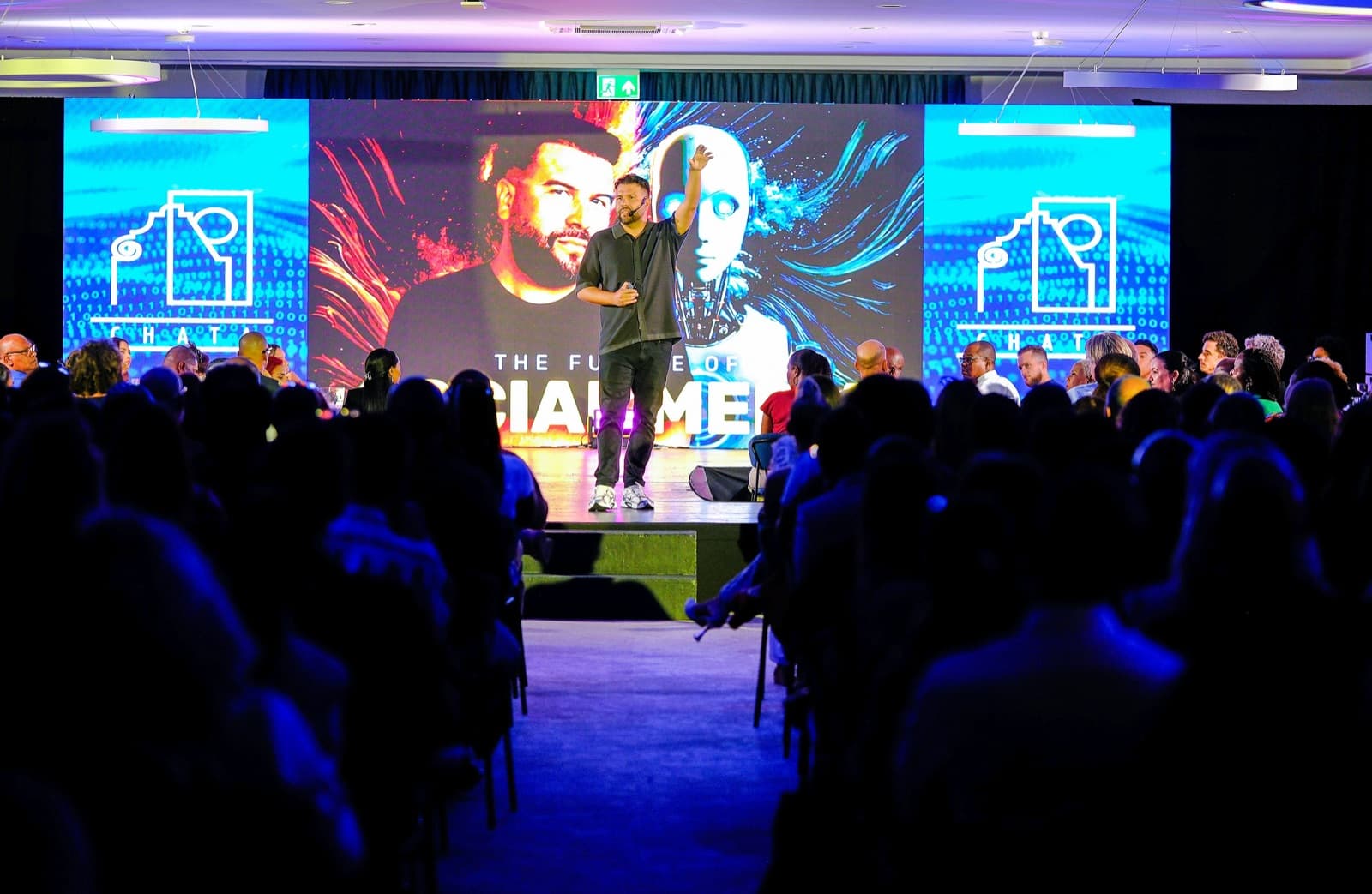 Large screen on a stage at an event